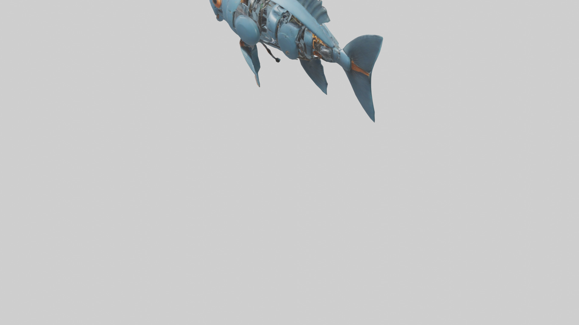 Robot version of a fish model Low-poly 3D model_4