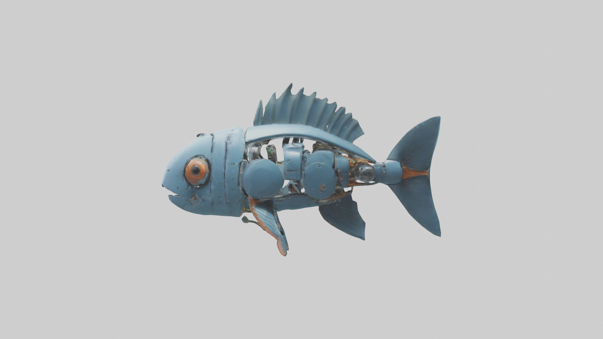 Robot version of a fish model Low-poly 3D model_12
