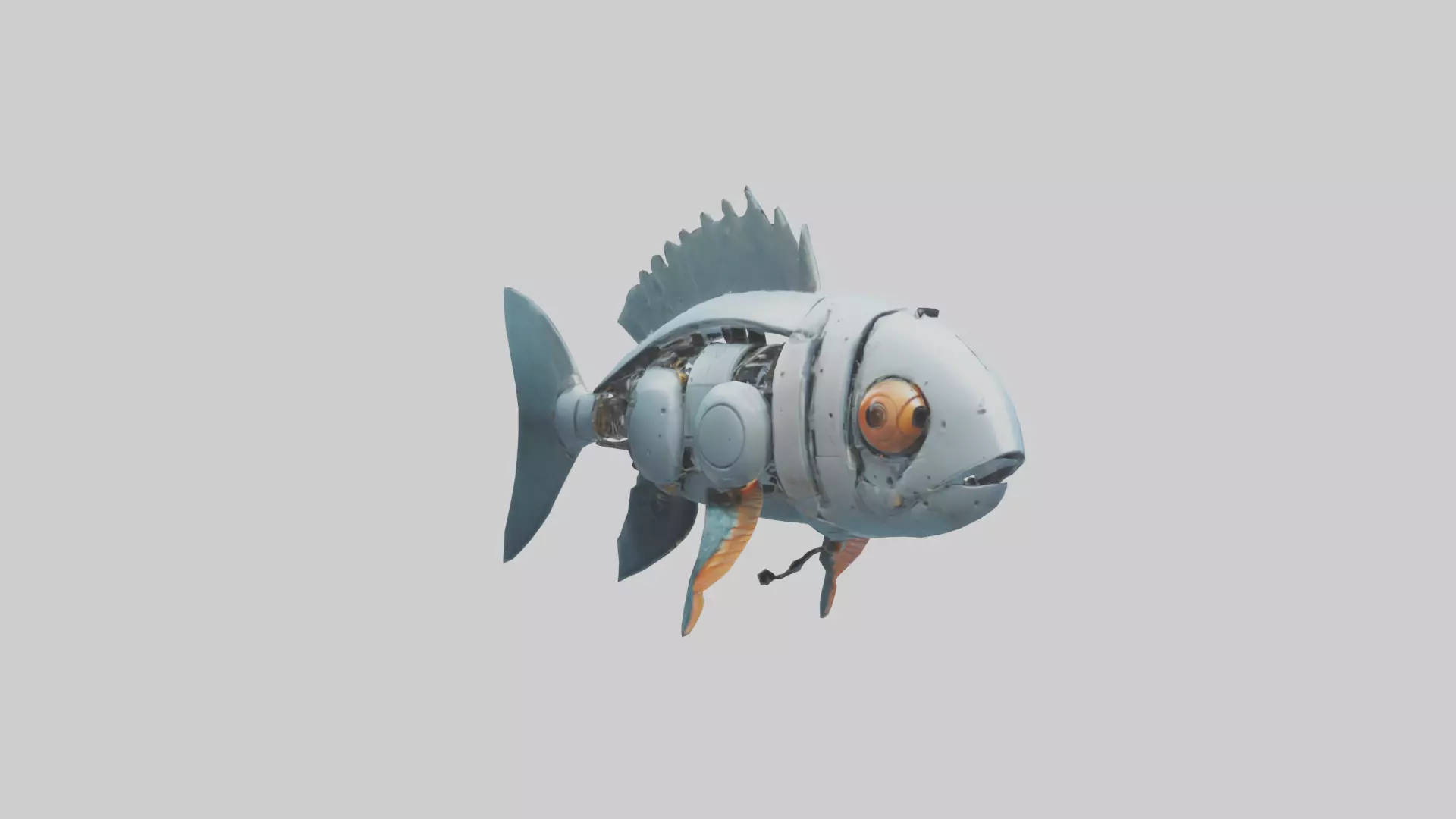 Robot version of a fish model Low-poly 3D model_0