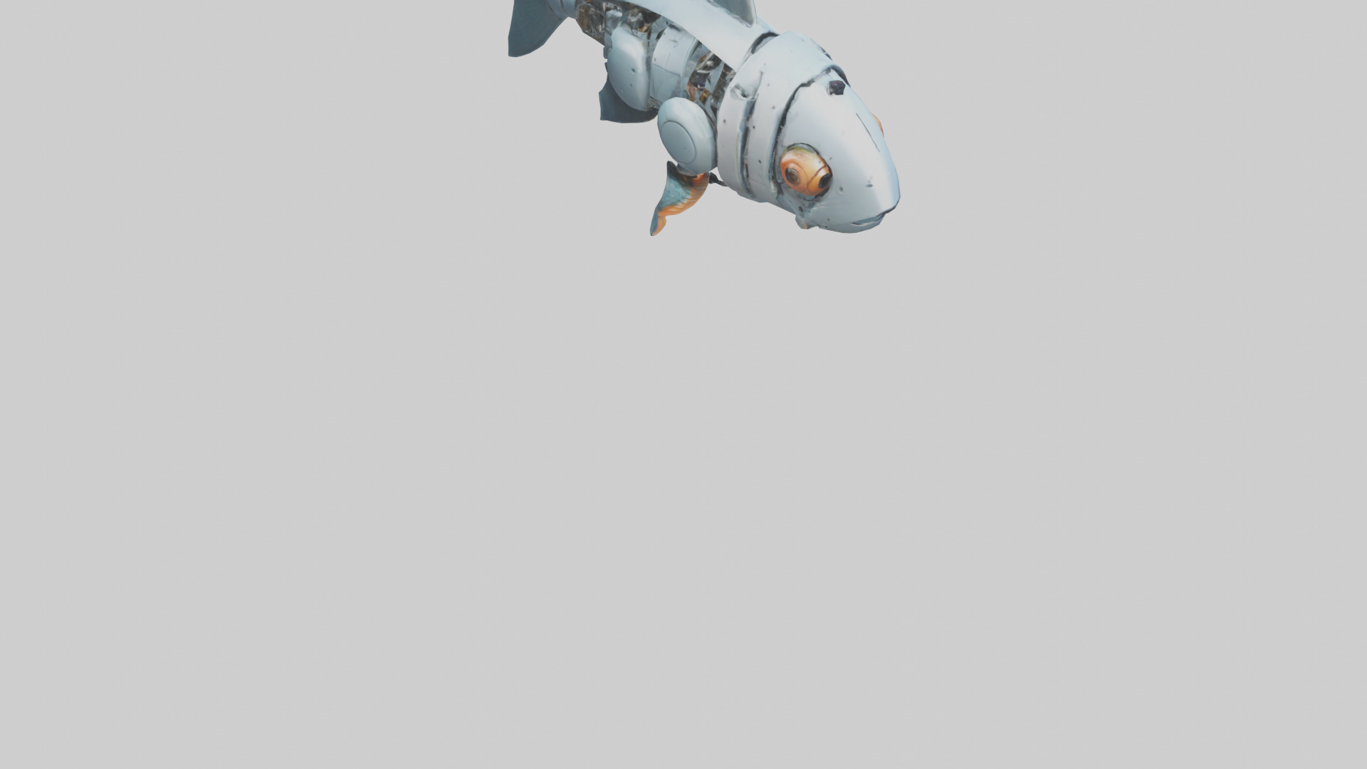 Robot version of a fish model Low-poly 3D model_7
