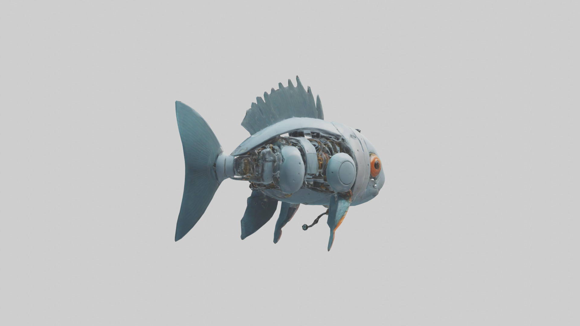 Robot version of a fish model Low-poly 3D model_3