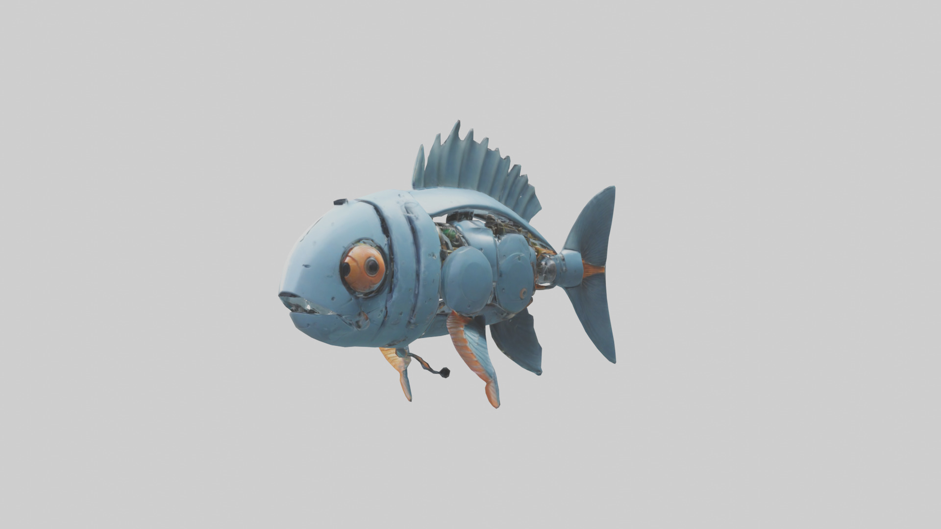Robot version of a fish model Low-poly 3D model_10