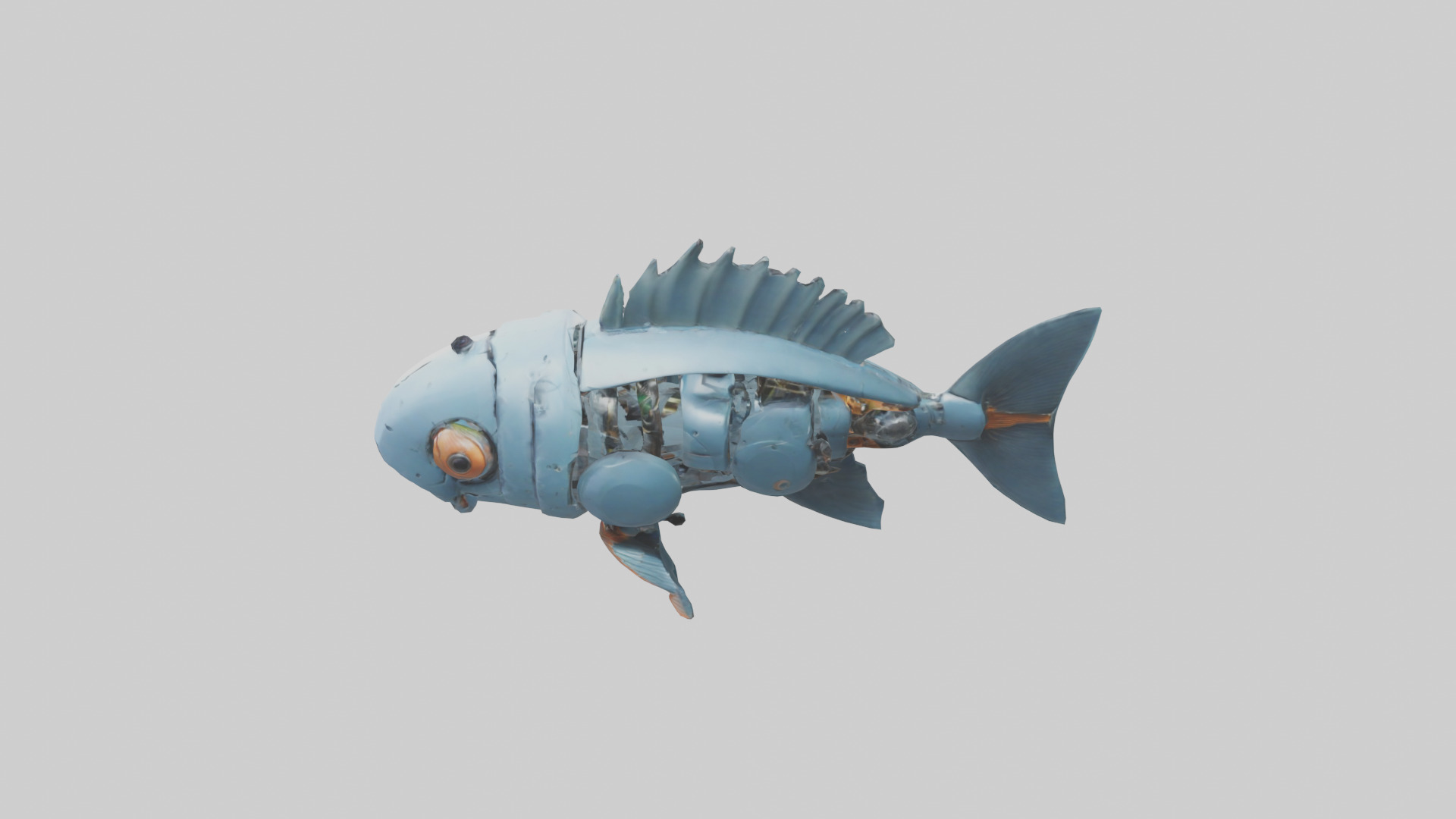 Robot version of a fish model Low-poly 3D model_17