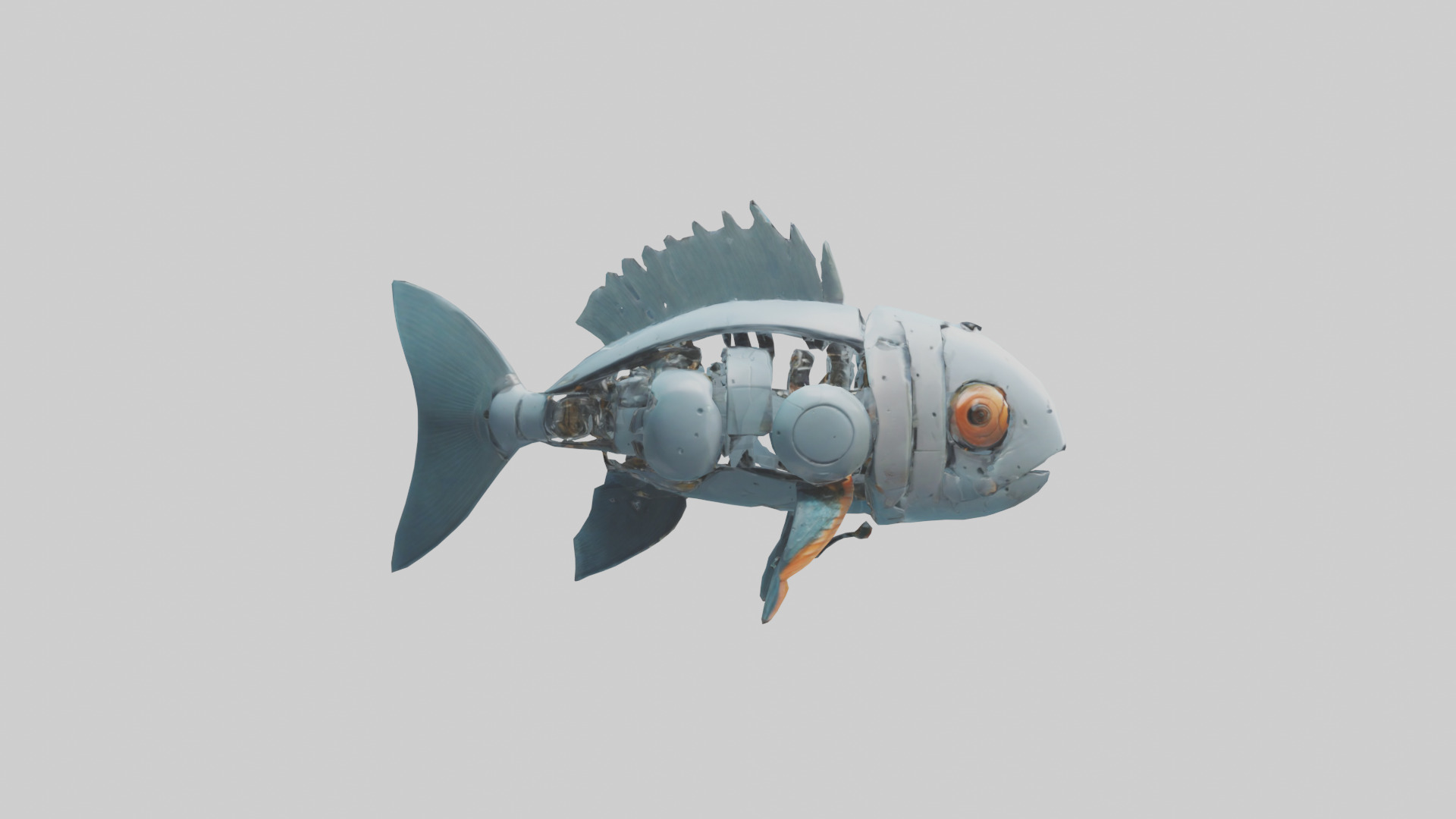 Robot version of a fish model Low-poly 3D model_13
