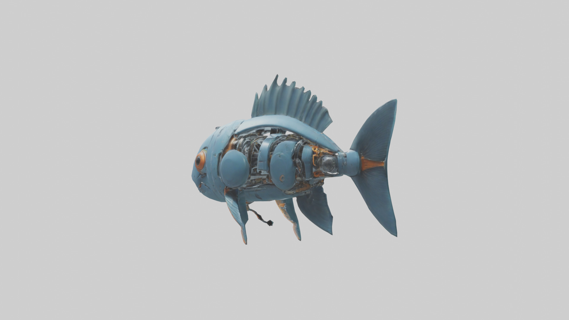 Robot version of a fish model Low-poly 3D model_2