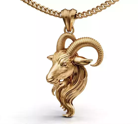 goat pendant silver gold jewelry 3d printable model 