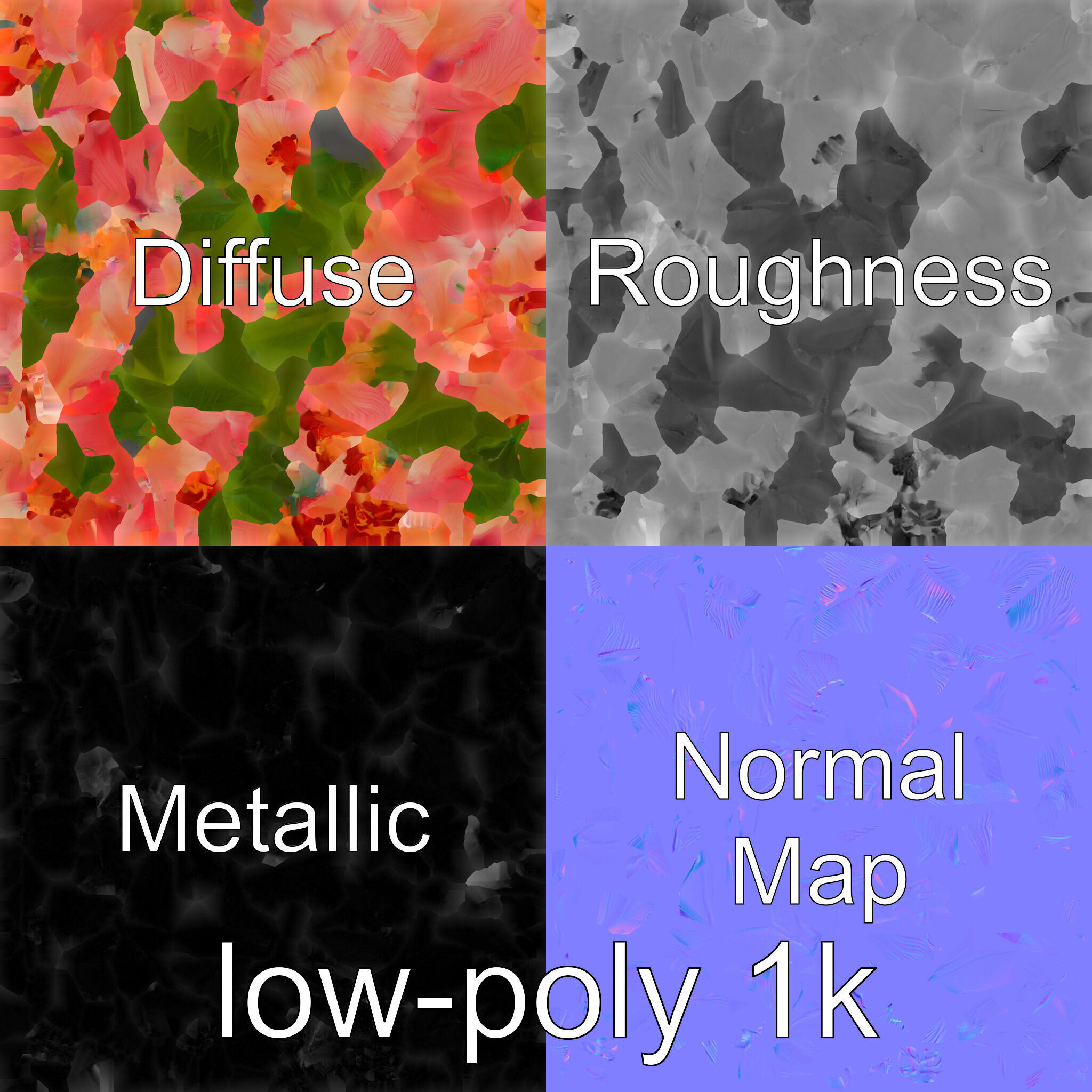 Photorealistic Begonia Flower with Leaves 3D Model Low-poly 3D model_4