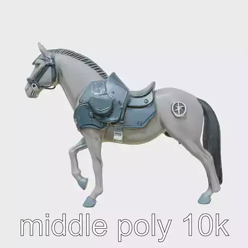 Armored Horse Model with Detailed Metal Plates