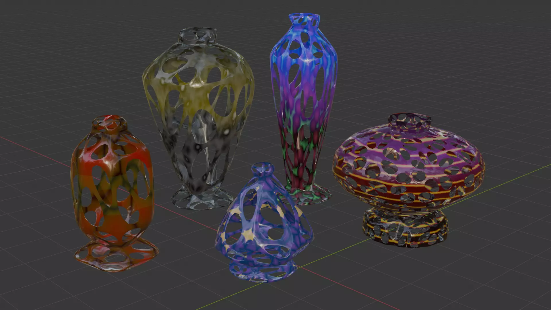 5 peculiar vases Free 3D model