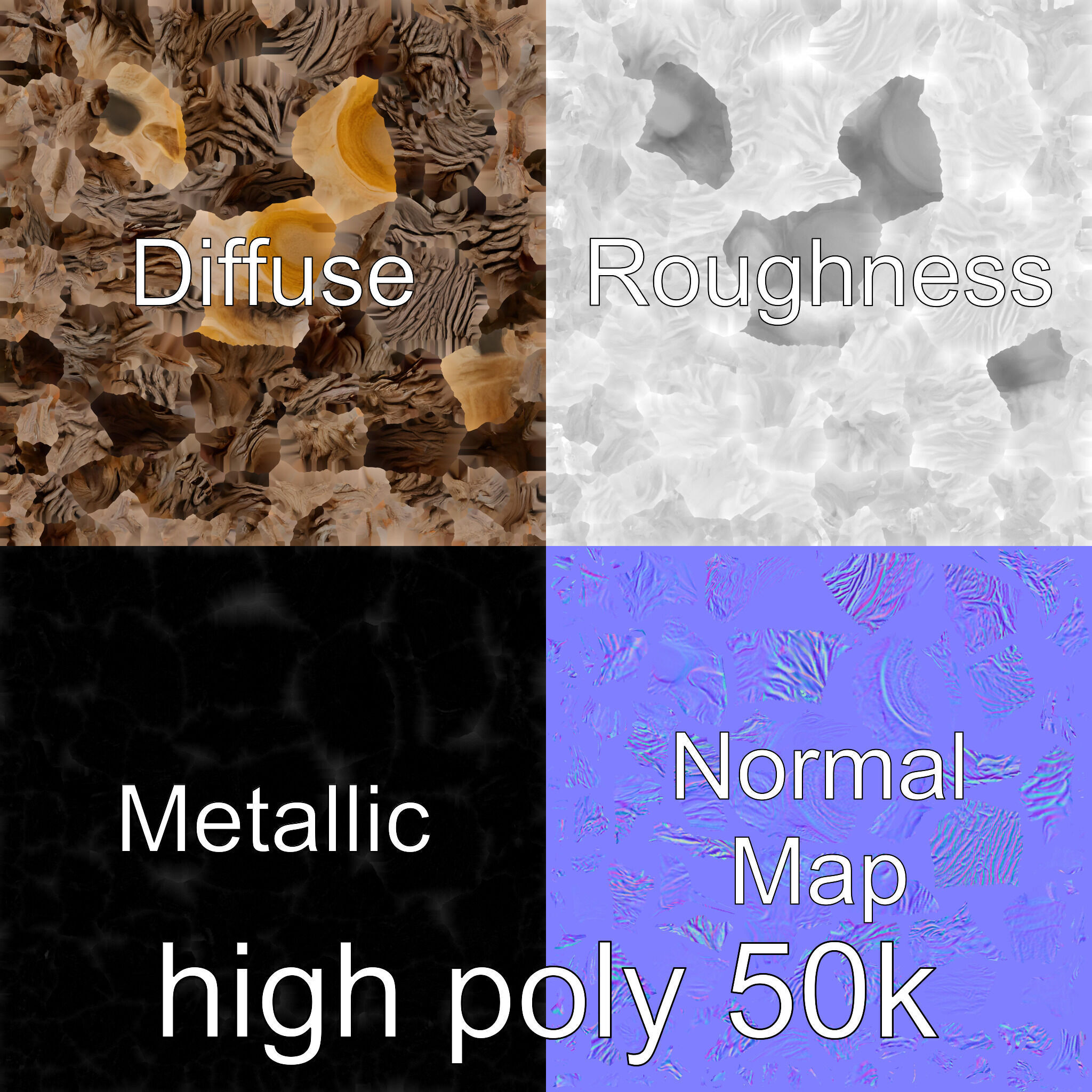 Dead Tree Branch and Trunk 3D Model Low-poly 3D model_32