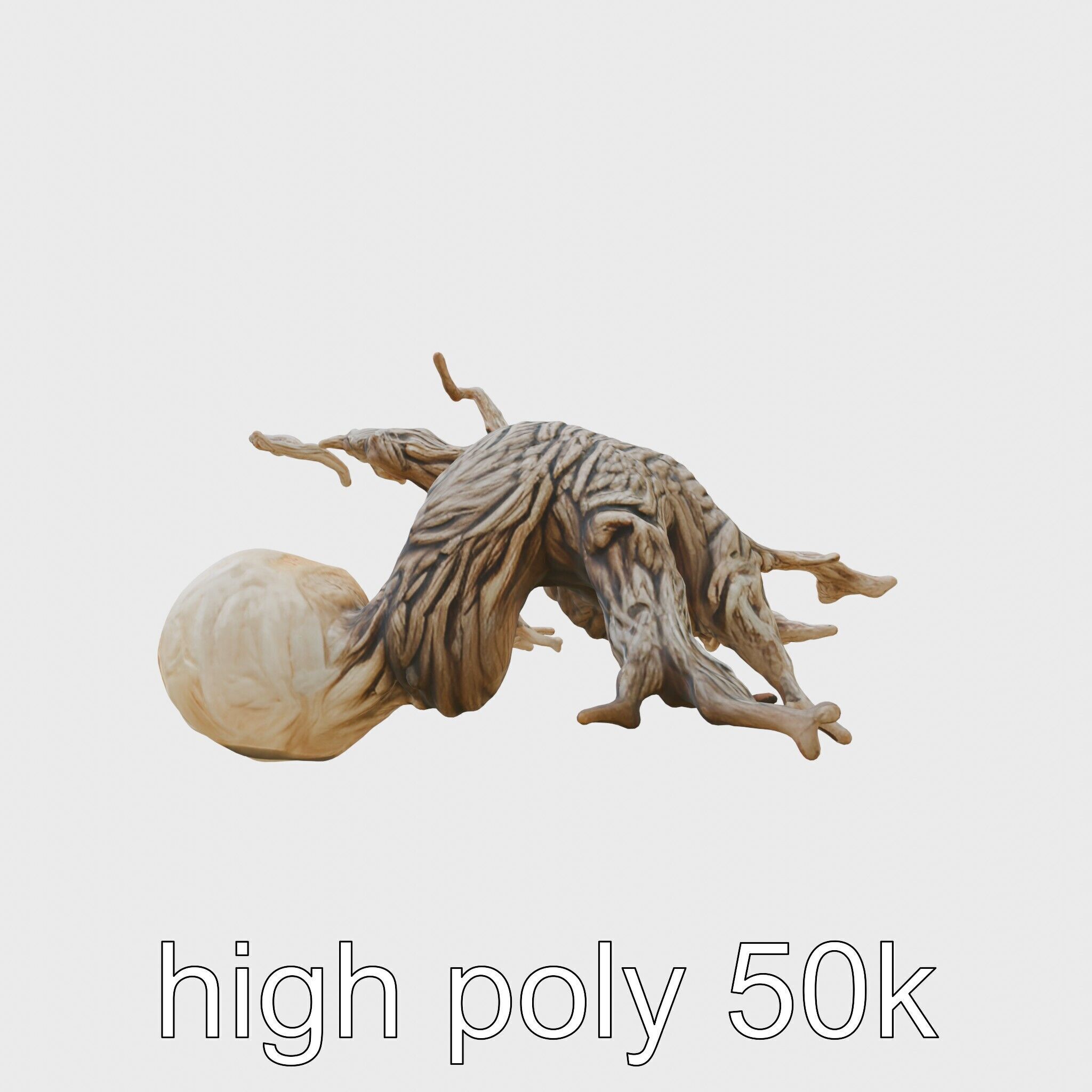 Dead Tree Branch and Trunk 3D Model Low-poly 3D model_21