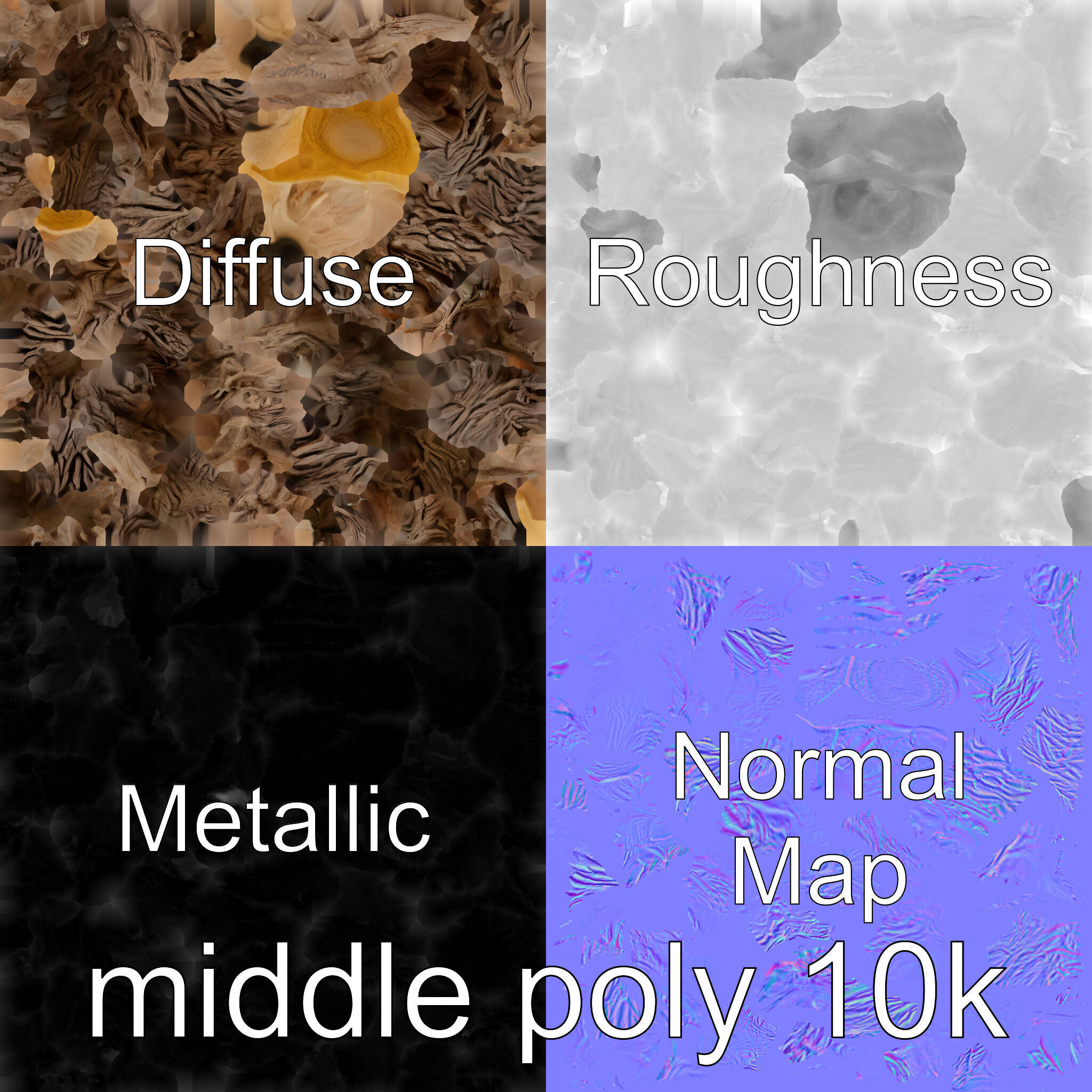 Dead Tree Branch and Trunk 3D Model Low-poly 3D model_33