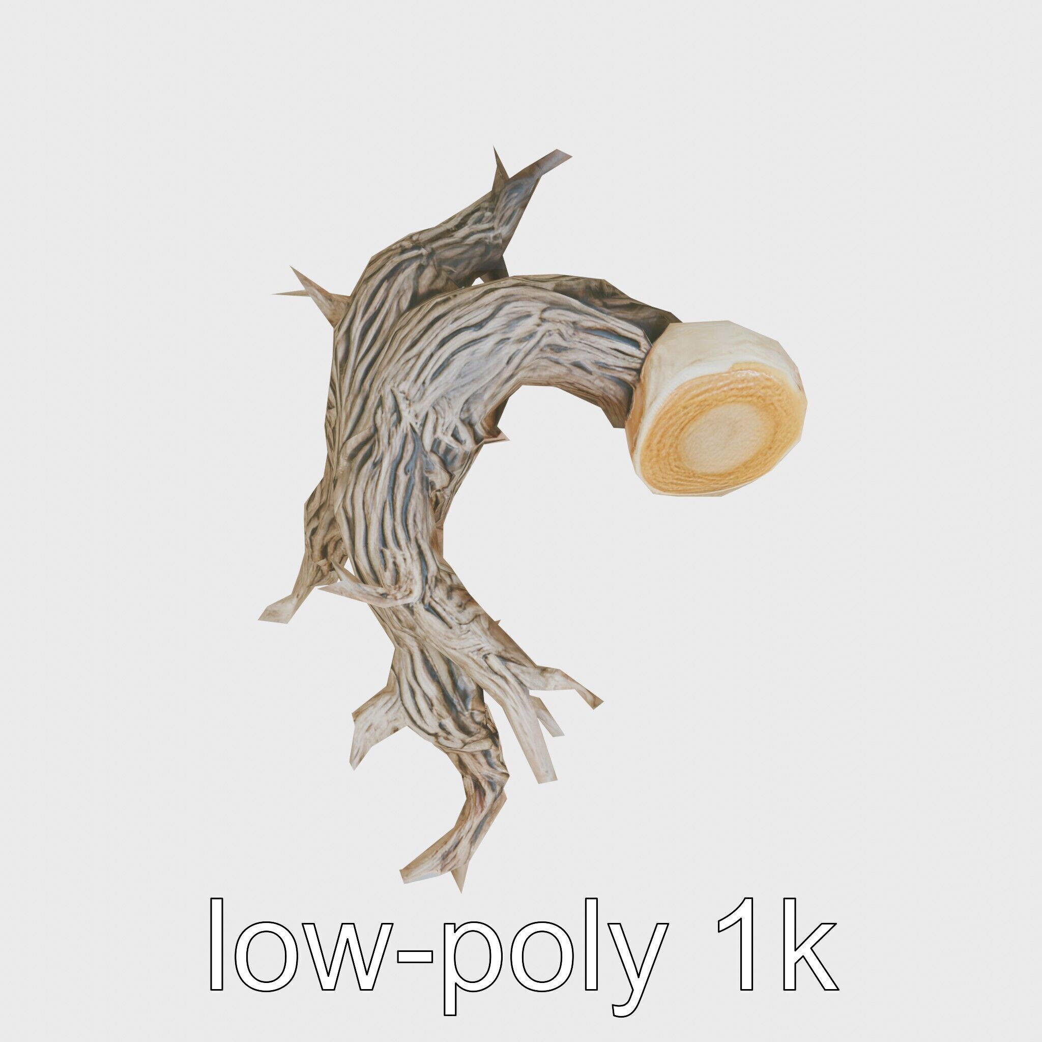 Dead Tree Branch and Trunk 3D Model Low-poly 3D model_7