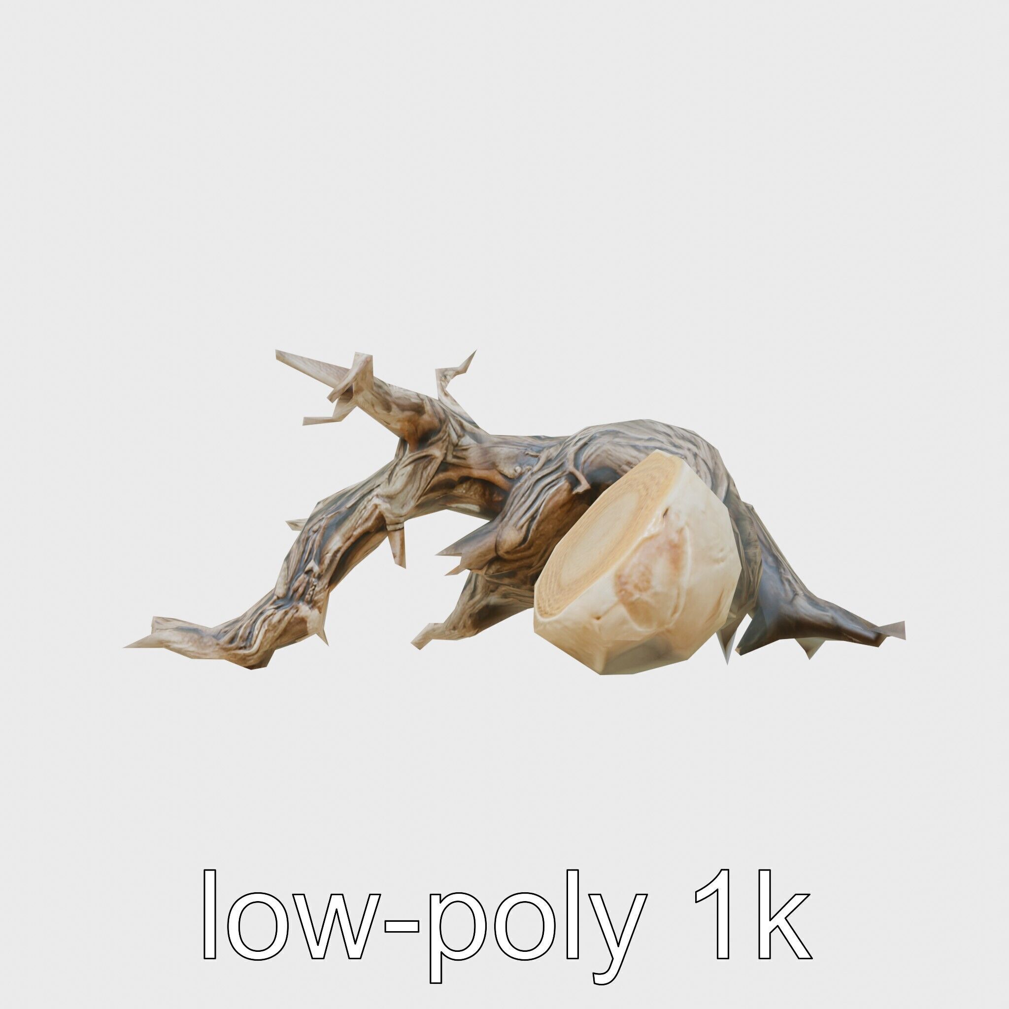 Dead Tree Branch and Trunk 3D Model Low-poly 3D model_14