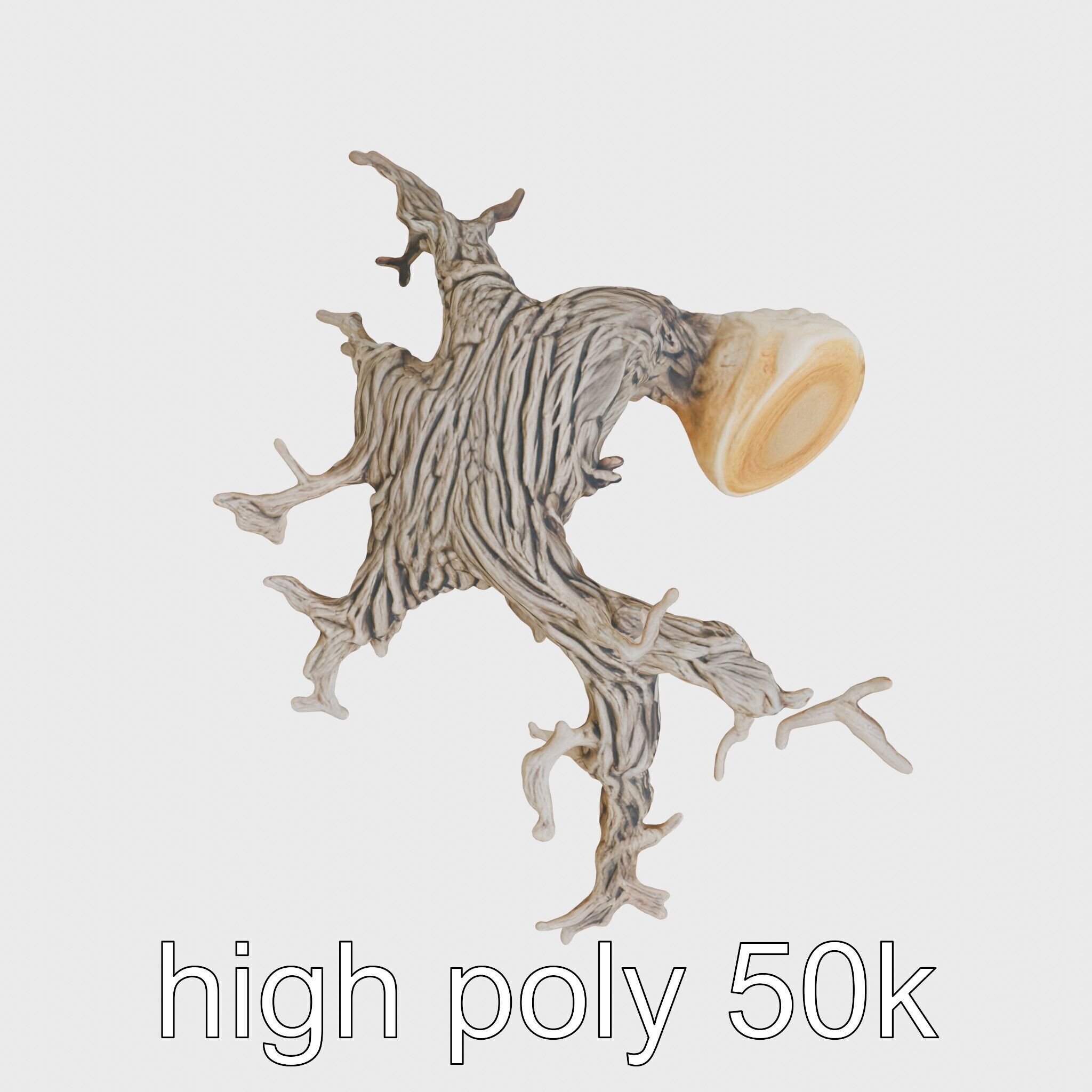 Dead Tree Branch and Trunk 3D Model Low-poly 3D model_11