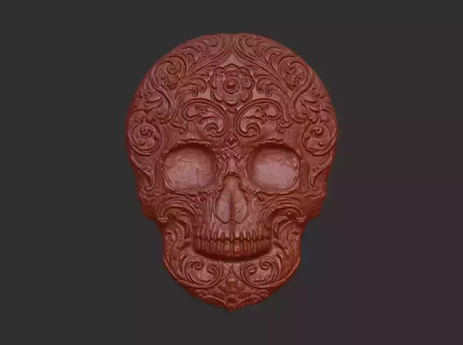 skull desion bas relief model