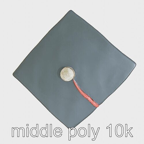 Realistic Graduation Cap with Red Tassel Low-poly 3D model