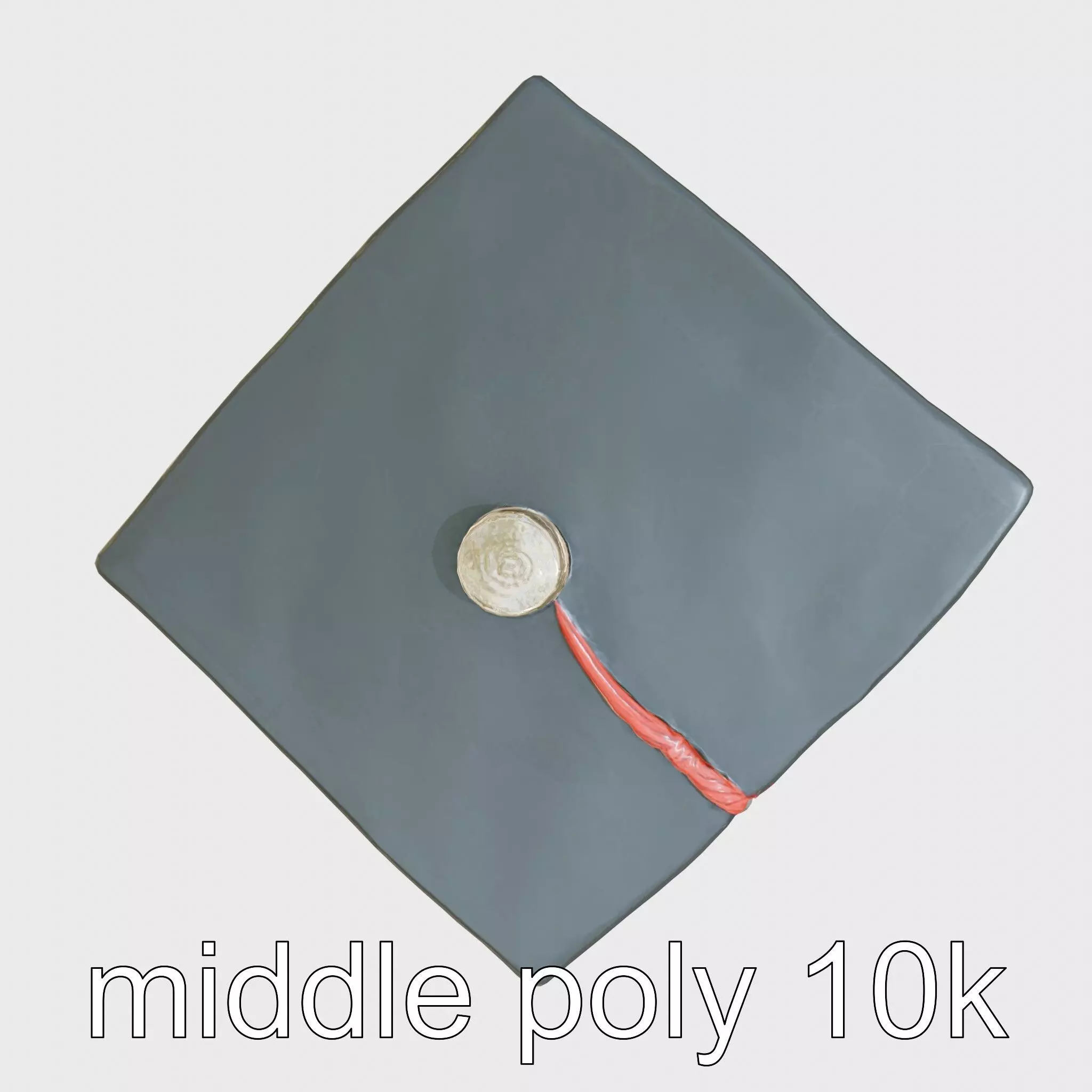 Realistic Graduation Cap with Red Tassel Low-poly 3D model