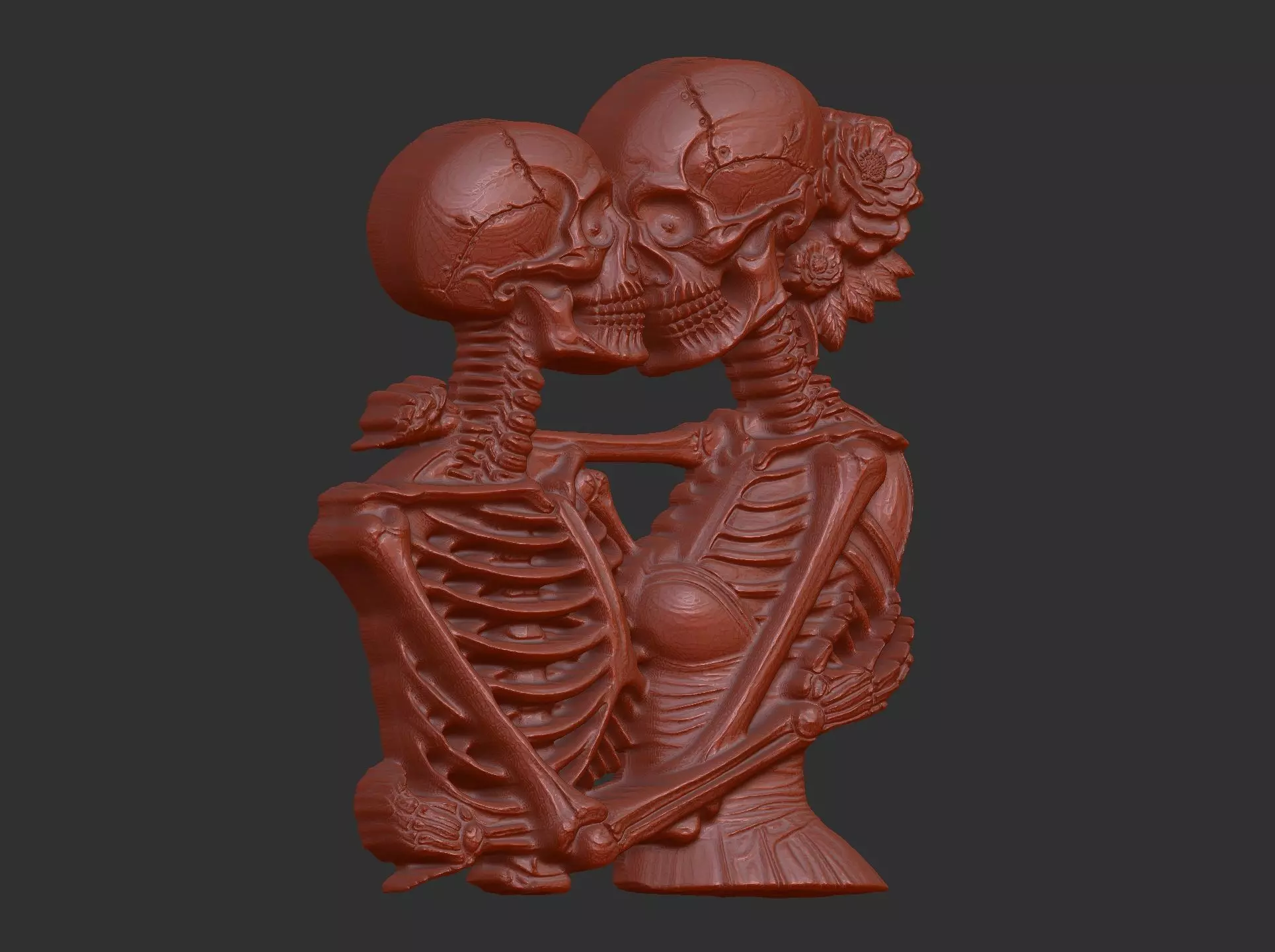 skeleton couple love bas relife model 3D print model
