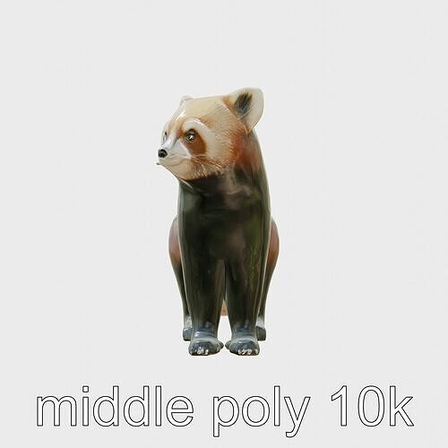 Red Panda Realistic Fur 3D Model Low-poly 3D model