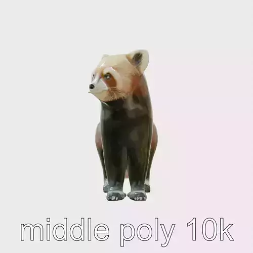 Red Panda Realistic Fur 3D Model