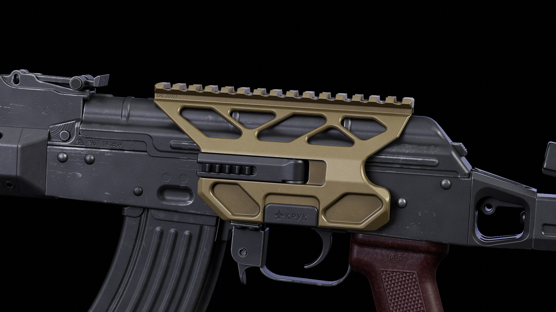CRC 2U073 Quick Release Optic Mount for AK Rifles - KPYK Low-poly 3D model_6