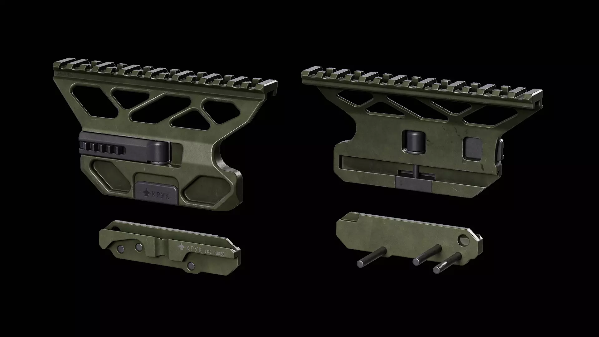 CRC 2U073 Quick Release Optic Mount for AK Rifles - KPYK Low-poly 3D model_5