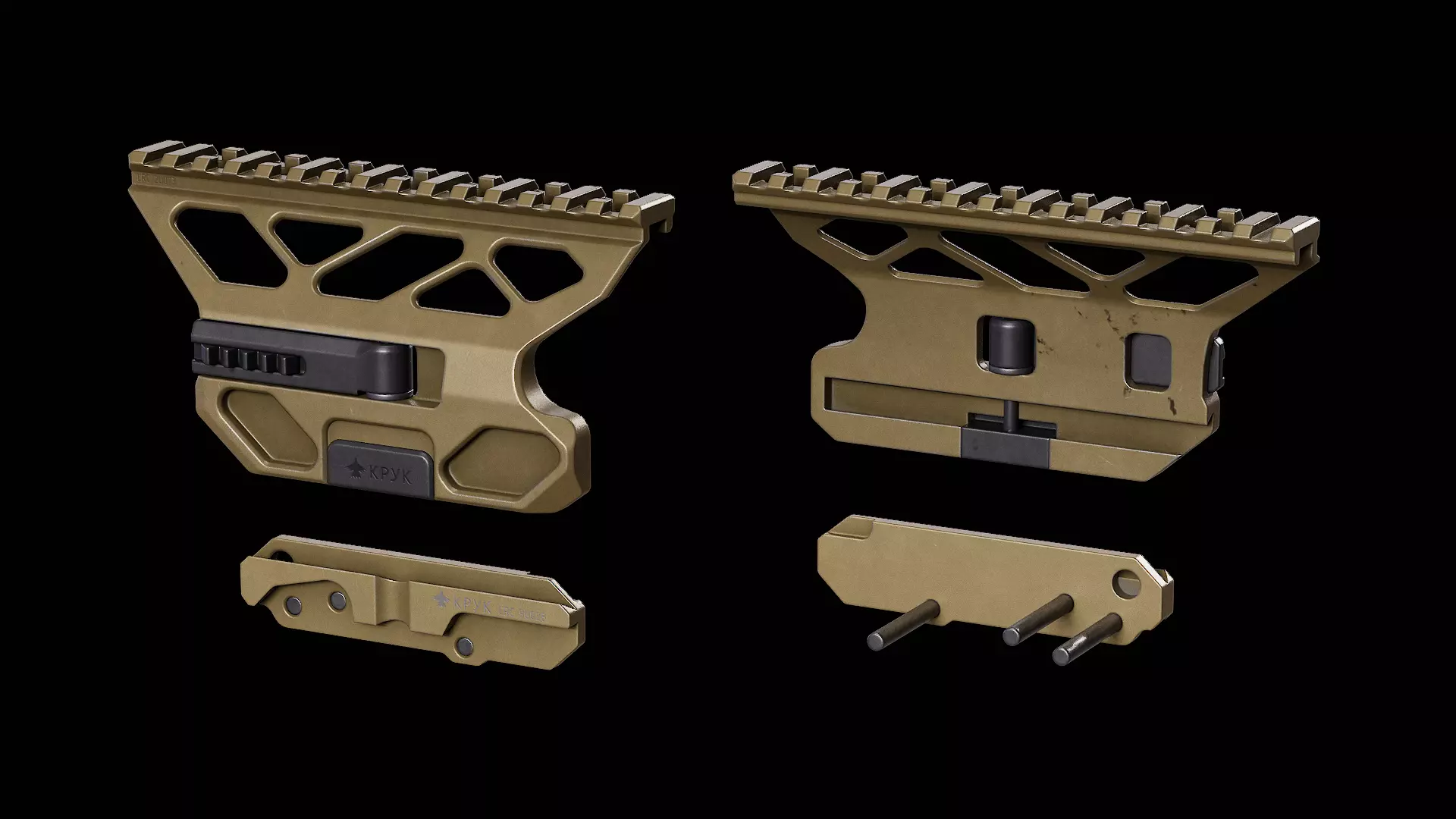 CRC 2U073 Quick Release Optic Mount for AK Rifles - KPYK Low-poly 3D model_4