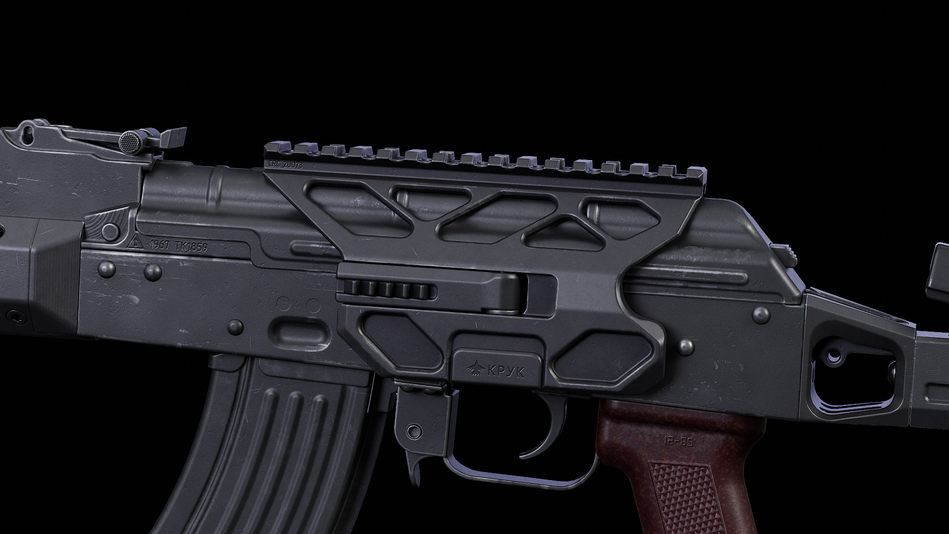 CRC 2U073 Quick Release Optic Mount for AK Rifles - KPYK Low-poly 3D model_7