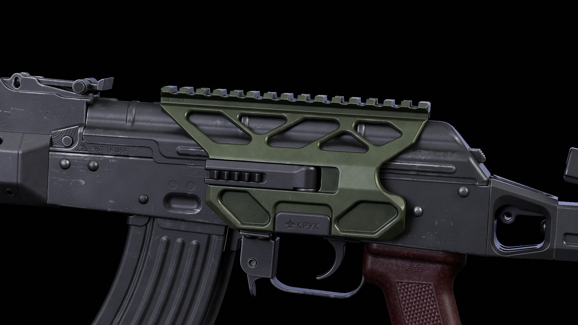 CRC 2U073 Quick Release Optic Mount for AK Rifles - KPYK Low-poly 3D model_8