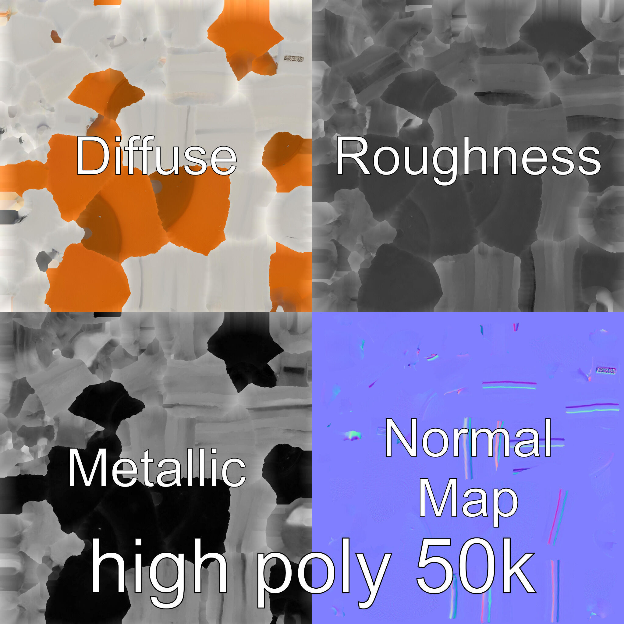 Orange Textured Sphere Keychain 3D Model Low-poly 3D model_28