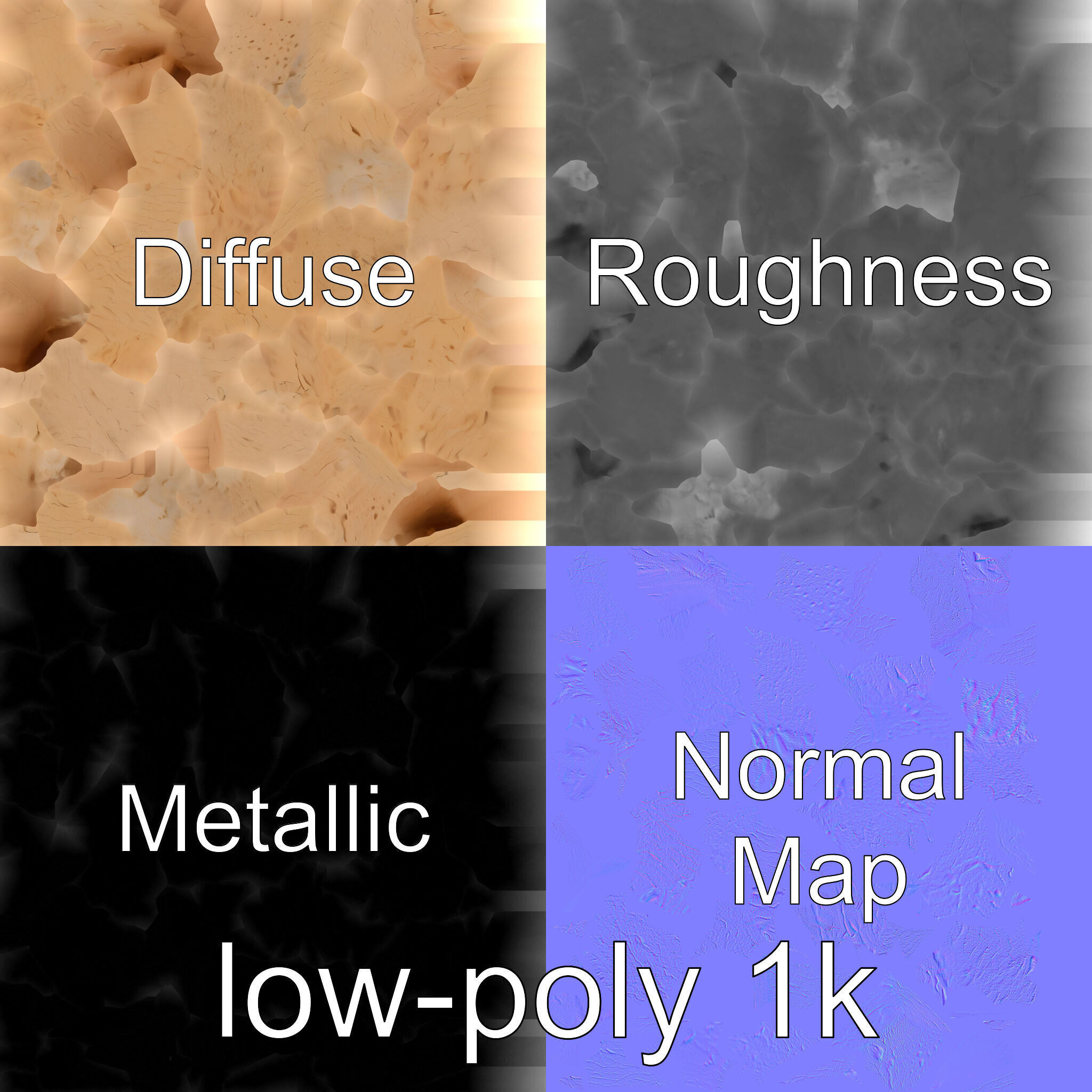 Ancient Stone Textured Block Model Low-poly 3D model_4