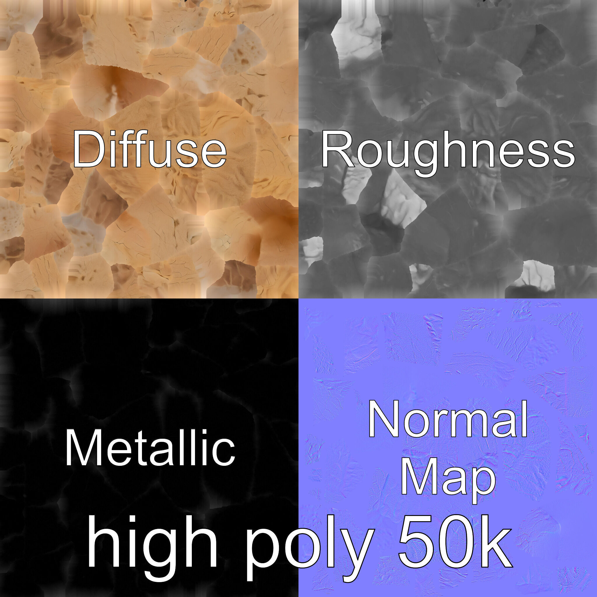 Ancient Stone Textured Block Model Low-poly 3D model_30