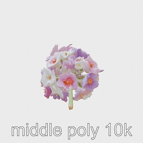 Dreamscape Flowers Bouquet with Vibrant Colors Low-poly 3D model