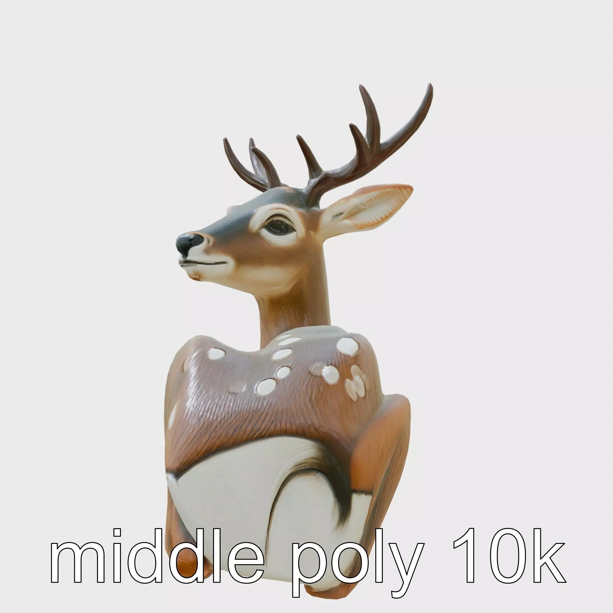 Sitting Deer Figurine with Detailed Antlers Low-poly 3D model