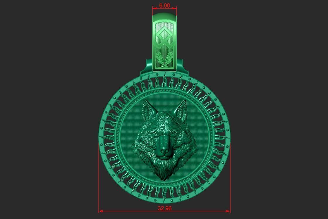 A PENDANT WITH A WOLF S HEAD AND A TREE OF LIFE 3D print model_2