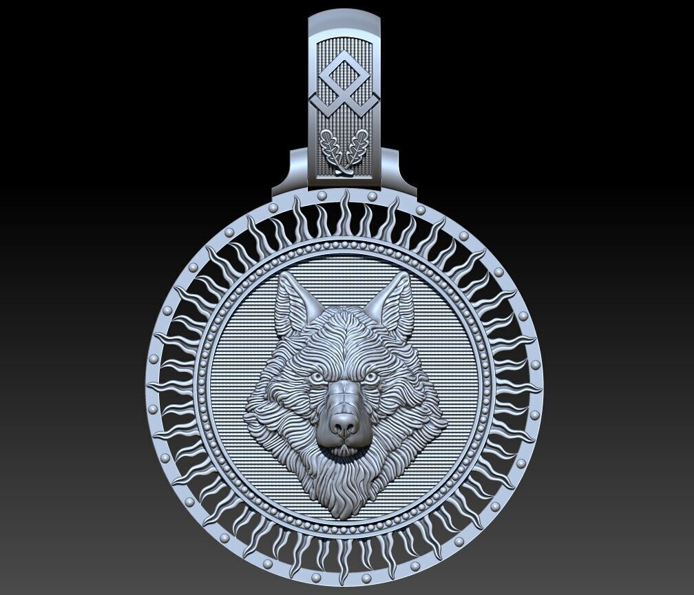 A PENDANT WITH A WOLF S HEAD AND A TREE OF LIFE 3D print model_4