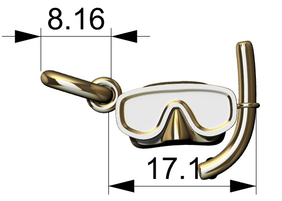 Diver Scuba Snorkeling Mask Pendant 3D print model_18