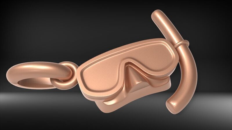 Diver Scuba Snorkeling Mask Pendant 3D print model_16