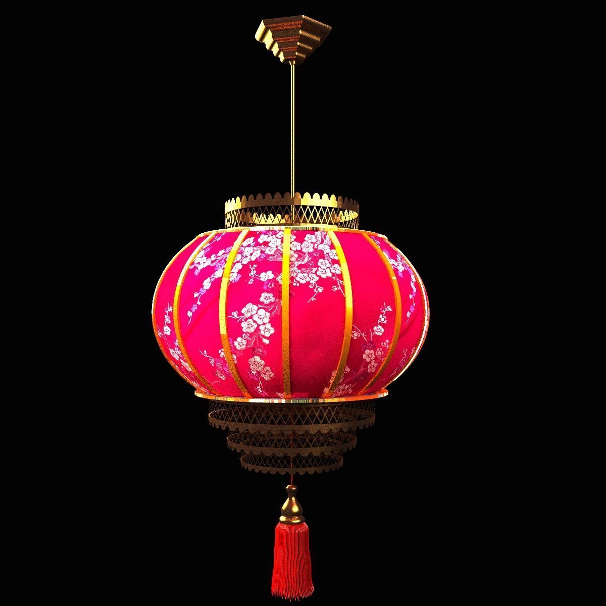Chinese red lantern Low-poly 3D model_11