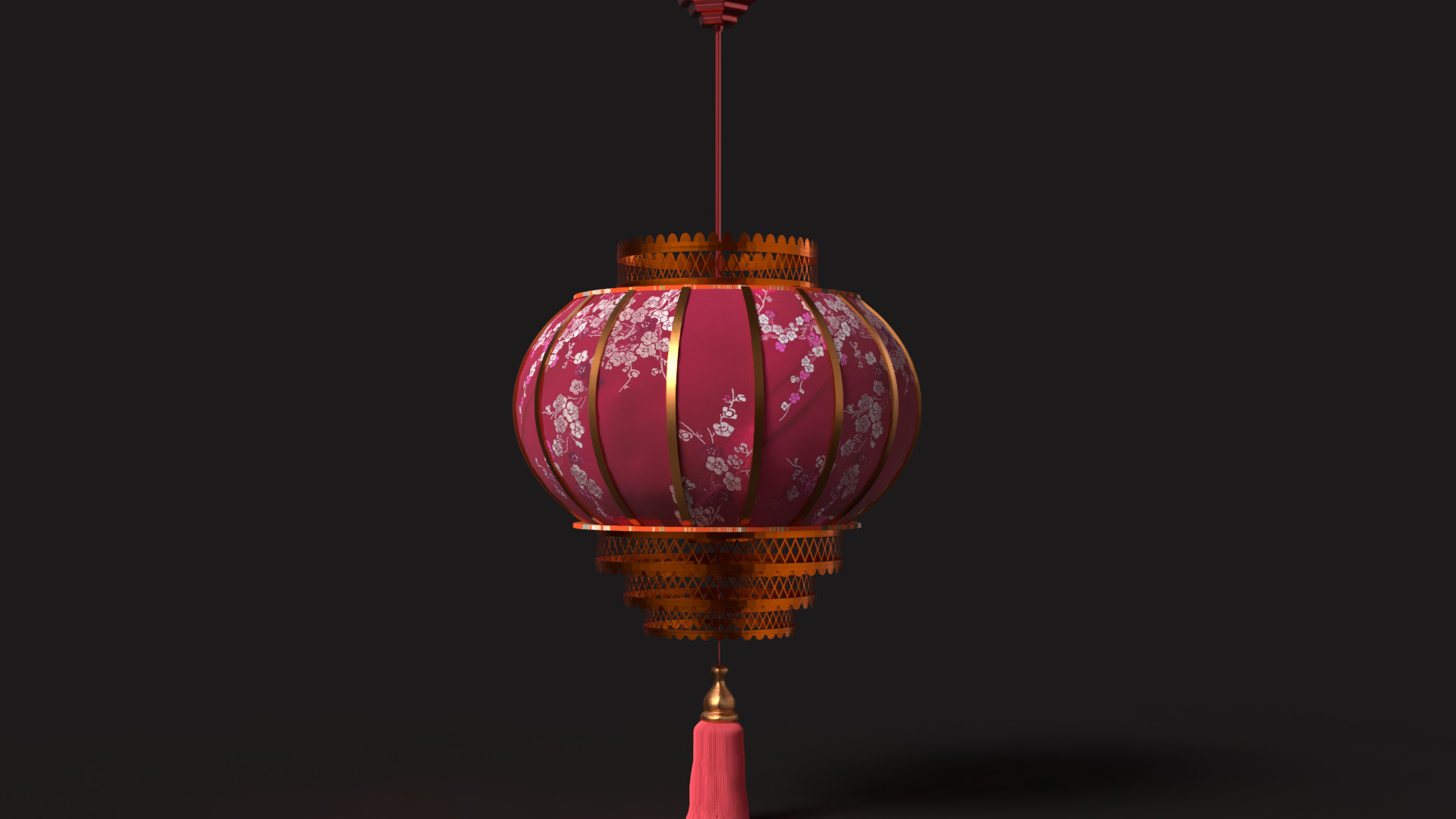 Chinese red lantern Low-poly 3D model_10
