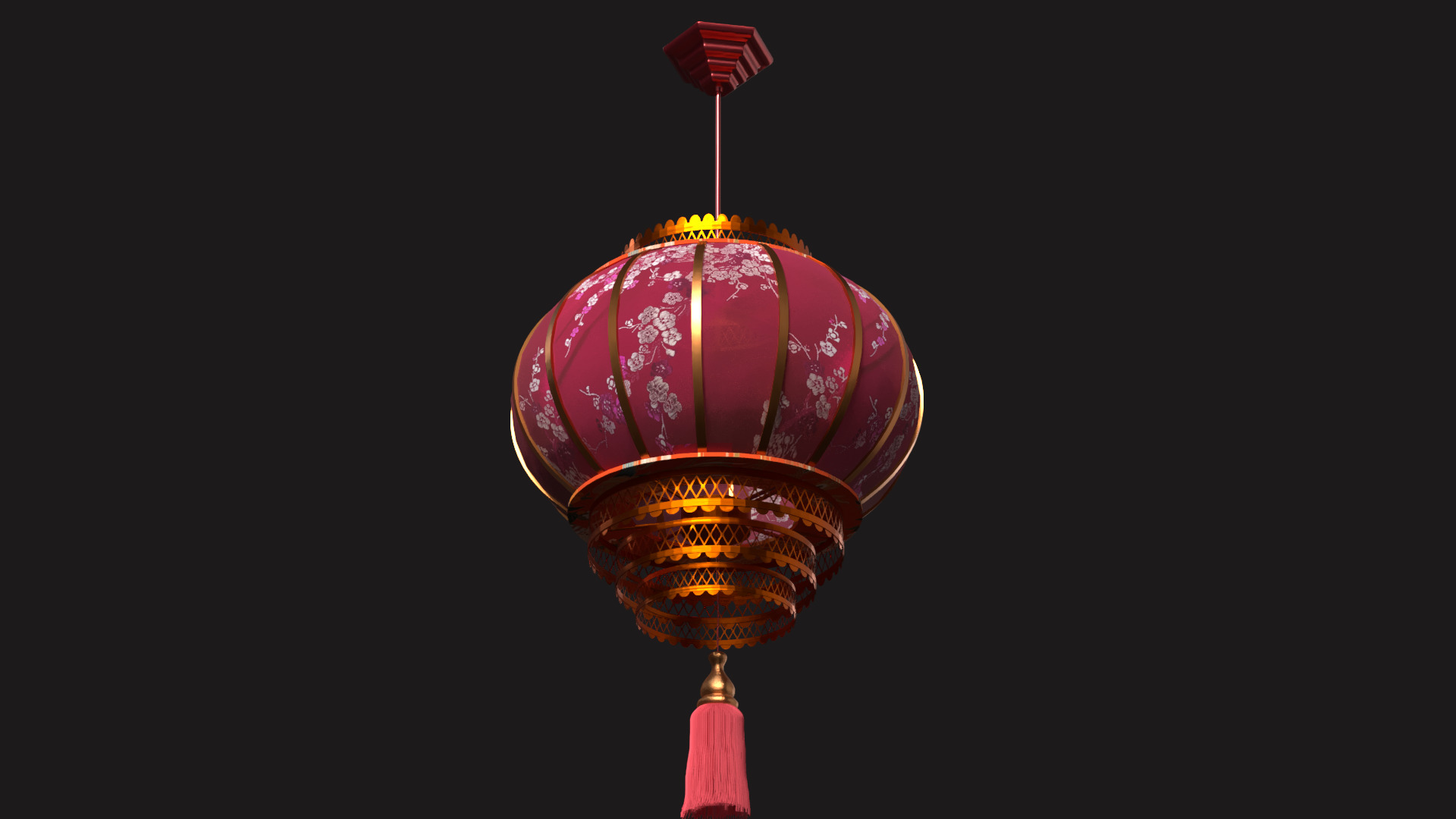 Chinese red lantern Low-poly 3D model_8
