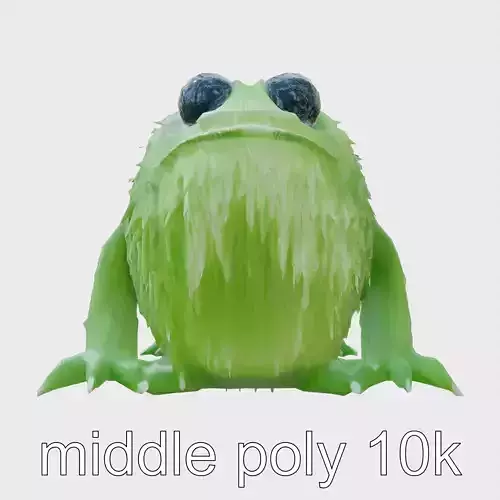 Cute Green Furry Monster Creature Model