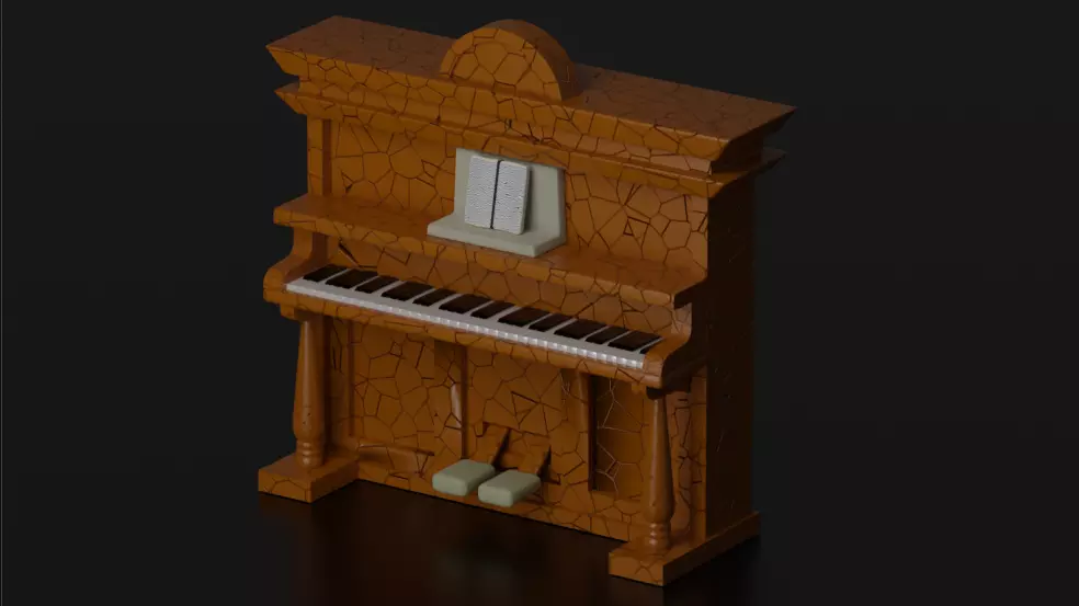 Piano classic Low-poly 3D model_0