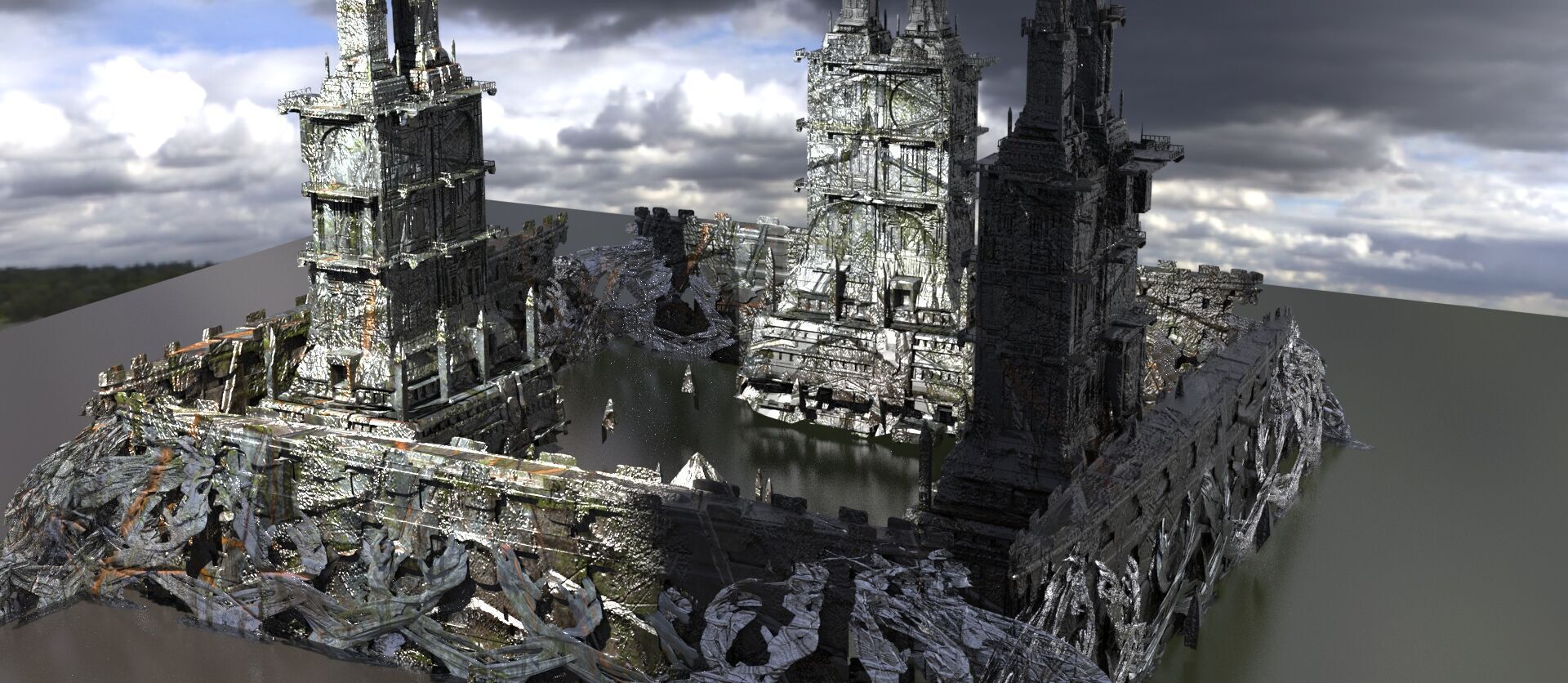 Forest Underwood Tree Temple 2 3D model_1