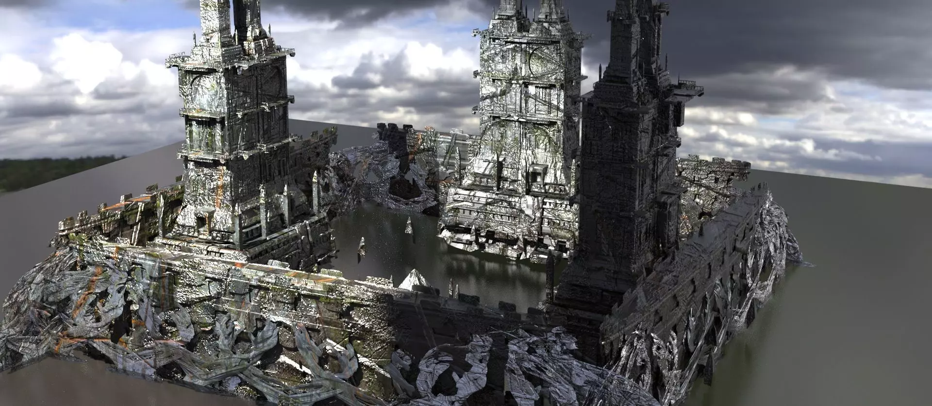 Forest Underwood Tree Temple 2 3D model_0