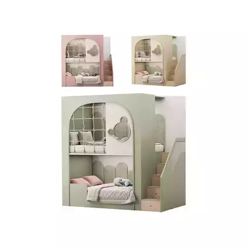 Bunk bed for kids 15 3D model