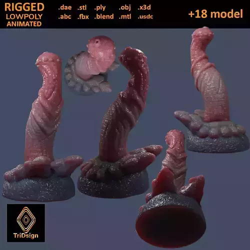 Brum Dragon Penis Rigged Lowpoly Low-poly 3D model