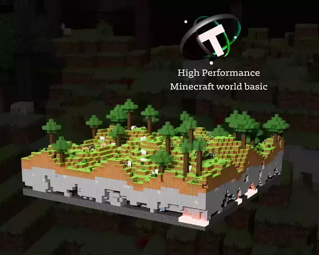 Minecraft world basic Low-poly 3D model