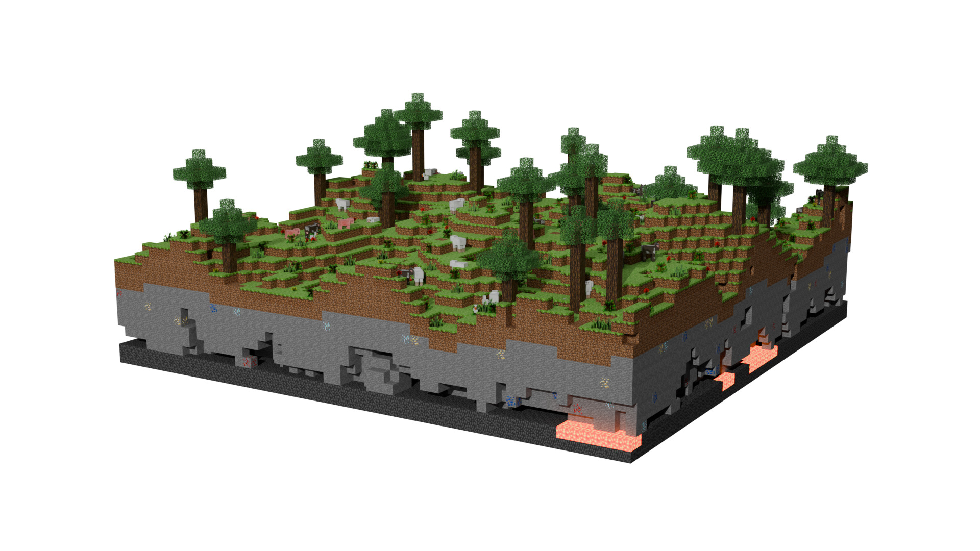 Minecraft world basic Low-poly 3D model_1